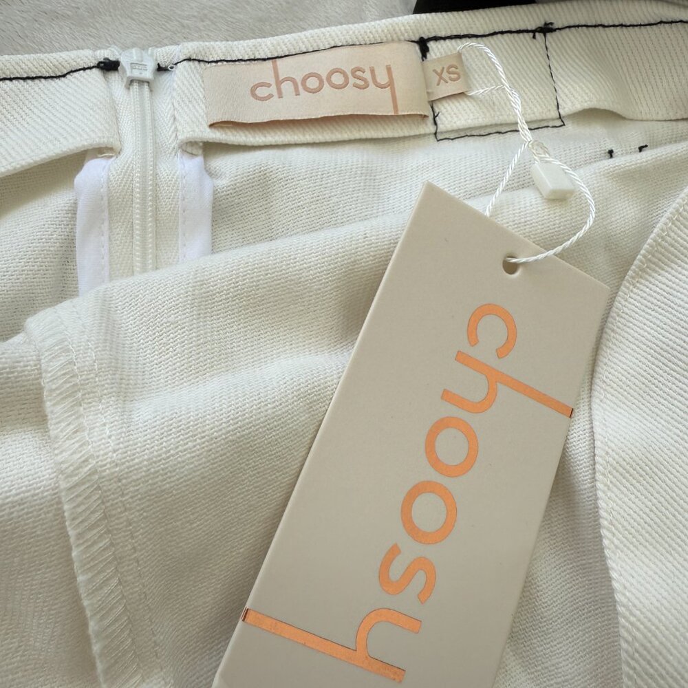 White Denim and Faux Leather Overalls with Chrome Detailing - Picture 7 of 7
